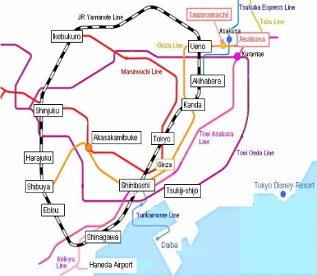 Tokyo Metro, Subway, JR Train Map